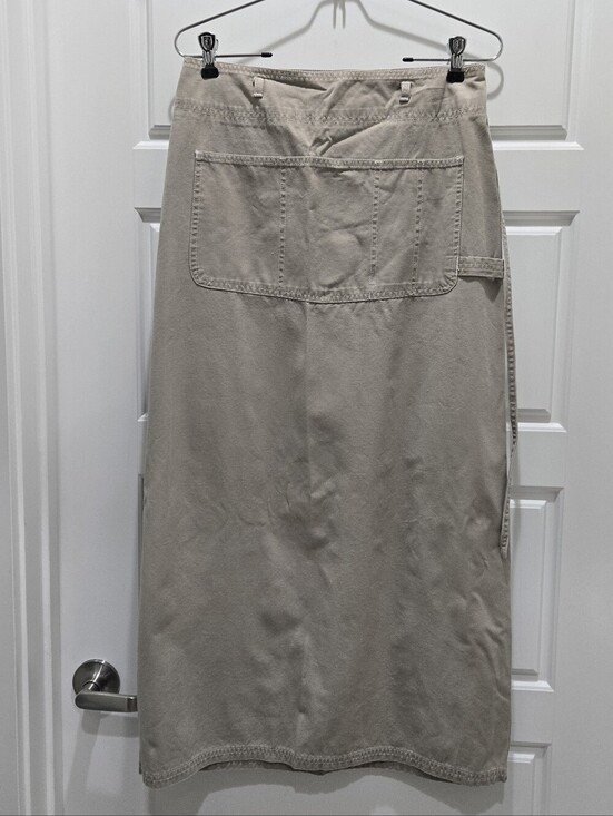 American Eagle Outfitters Dresses & Skirts - VINTAGE Y2K AMERICAN EAGLE COTTON KHAKI WRAP MAXI SKIRT WOMEN 6 BIB FRONT AEO